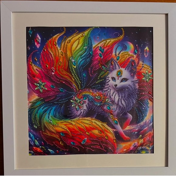 Vibrant Red and Orange Cat Painting Wall Decor. 12*12”